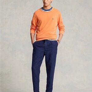 Polo Ralph Lauren Men’s Orange Gray Sweater W/Pony Embroidered Logo